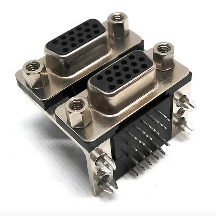High Quality Custom Wholesale Dual Port Side D-SUB HDR 15P Connector