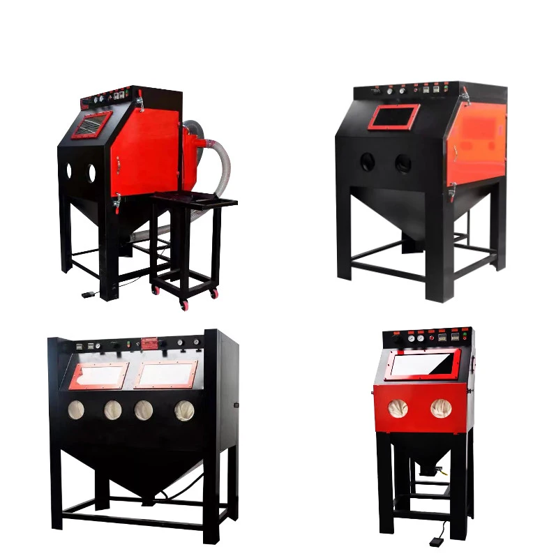 Manual Turntable Cabinet Sand Blasting Machine Rotate Table Dry Abrasive Blasting Sand Blaster