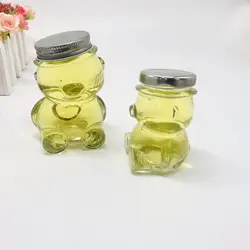 Unique Design Animal  Bear Shape Glass Container Honey Jar Pot Jam Sauce Food Packing Bottle with Screw Lids