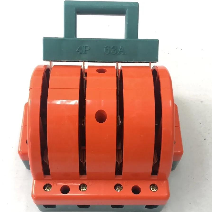 Оранжевый 4P63A безобрывный переключатель железа прозрачный переключение на два направления ножевой рубильник
