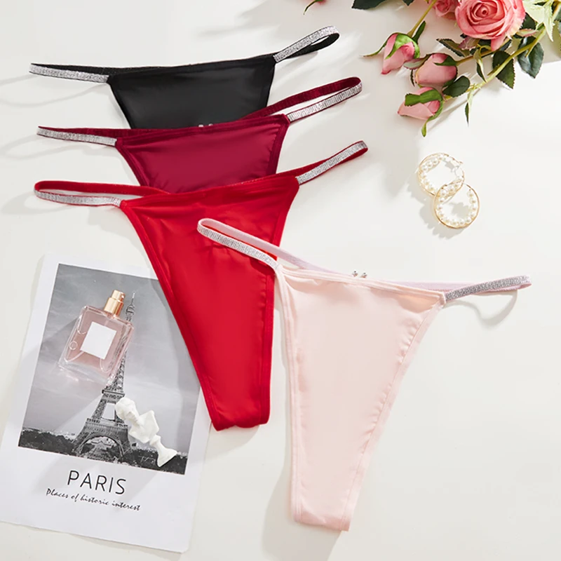 New Low Rise G-Strings Shiny Buckle Beautiful Thongs High Elastic Light Comfort Sexy Femme Panties