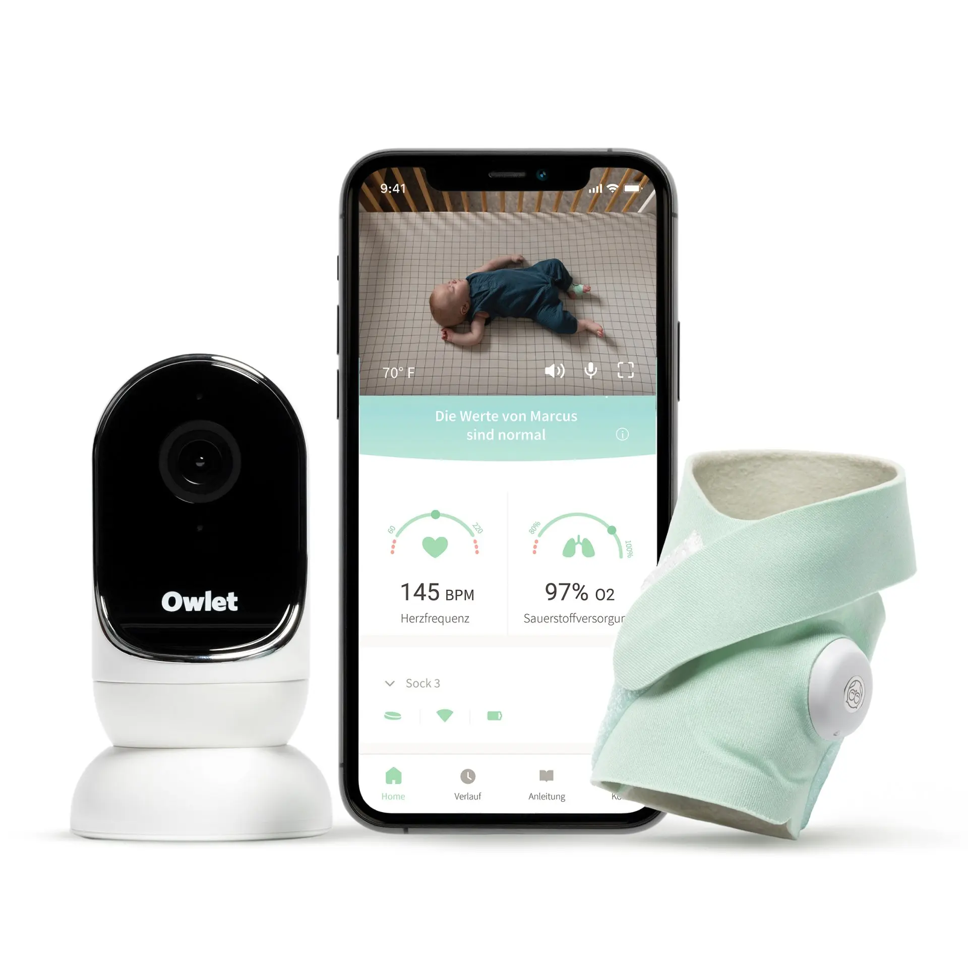 DISCOUNT SALES  For Owlet Smart Sock + Cam - Heart Rate, Oxygen, Video & Audio - The Complete Baby Monitor Solution