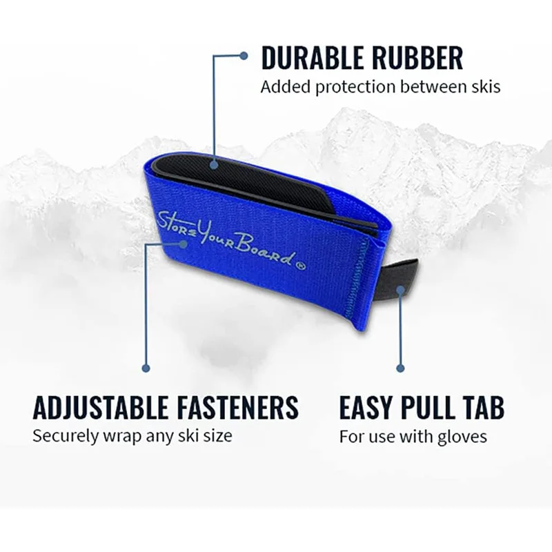 Universal Fit Hook and Loop Fasteners Mountain Essential Ski Wrap Straps with Easy-Pull Tab