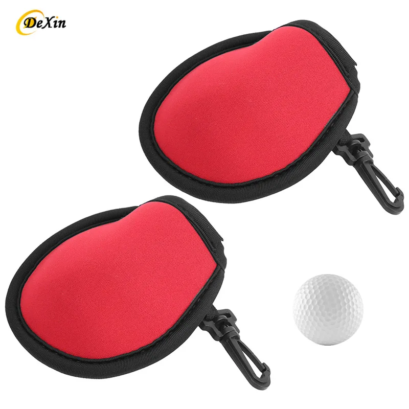 Customized High Quality Neoprene Pocket Golf Ball Cleaner Bag with Carabiner for Golf Club