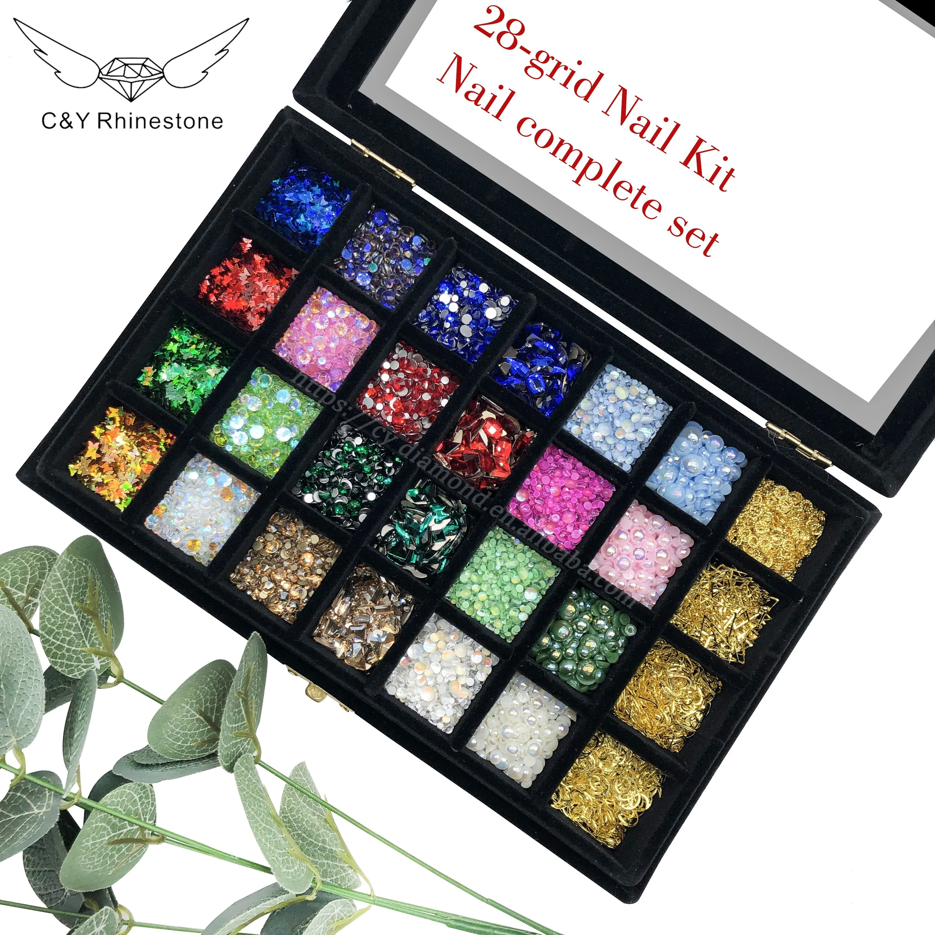 CY 28 Grid Nail Kit Mix New Christmas Nail Drill Collection of Christmas Decorations Nail Accessories