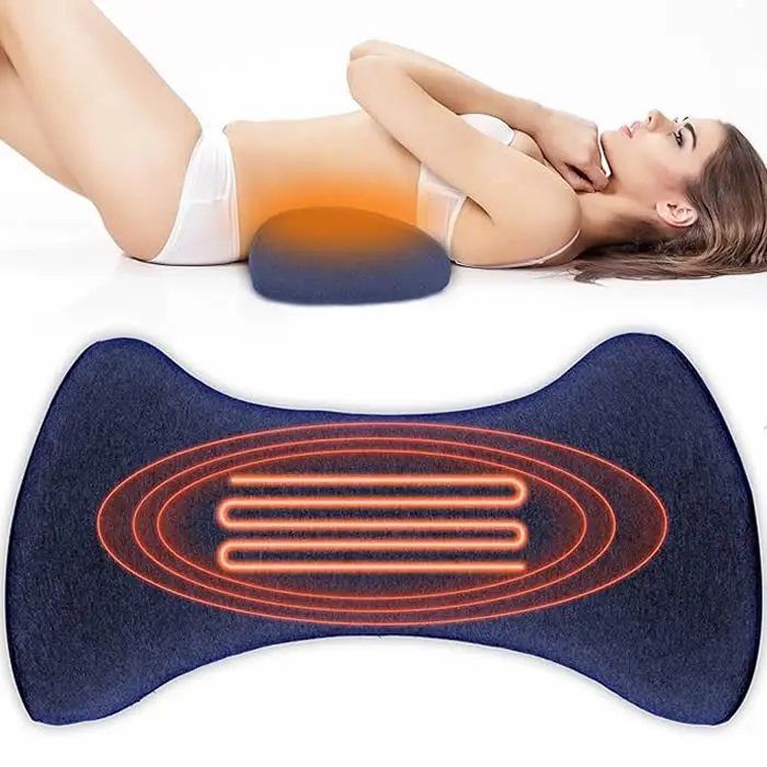 Heated Lumbar Support Pillow with Time Setting Fiber Filling Heating Cushion for Back Pain Relief Car Office Hotel Nursing