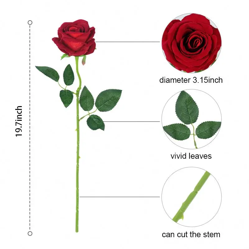 Everongflower Wholesale velvet Rose Artificial Flowers Decorative Flower For Home party Wedding Decorate