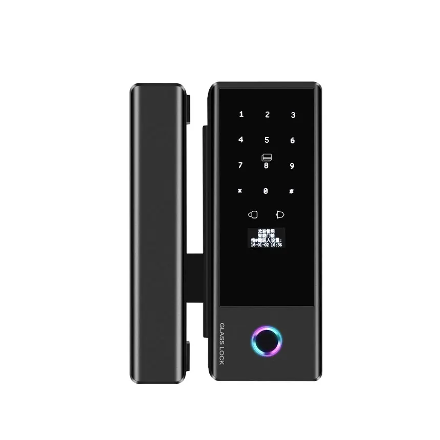 Fingerprint Password Smart Glass Door Lock With App Tuya or TTlock Serrure de porte en verre