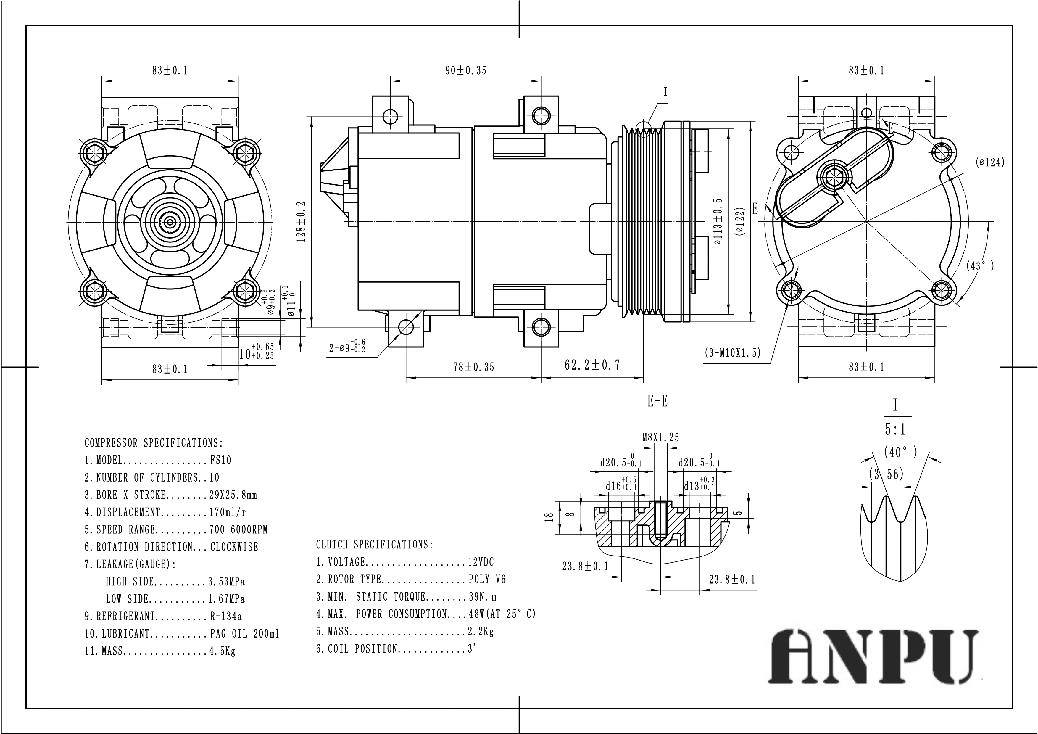 
all new auto ac compressor fs10 ac compressor for 6PK 111MM 58130 