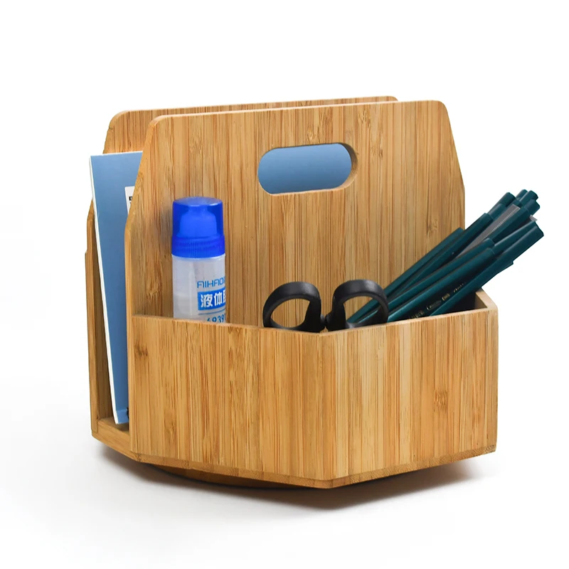 WDF Eco Friendly pen organizer for desk display stand for office desktop stationery organizer bamboo pen holders