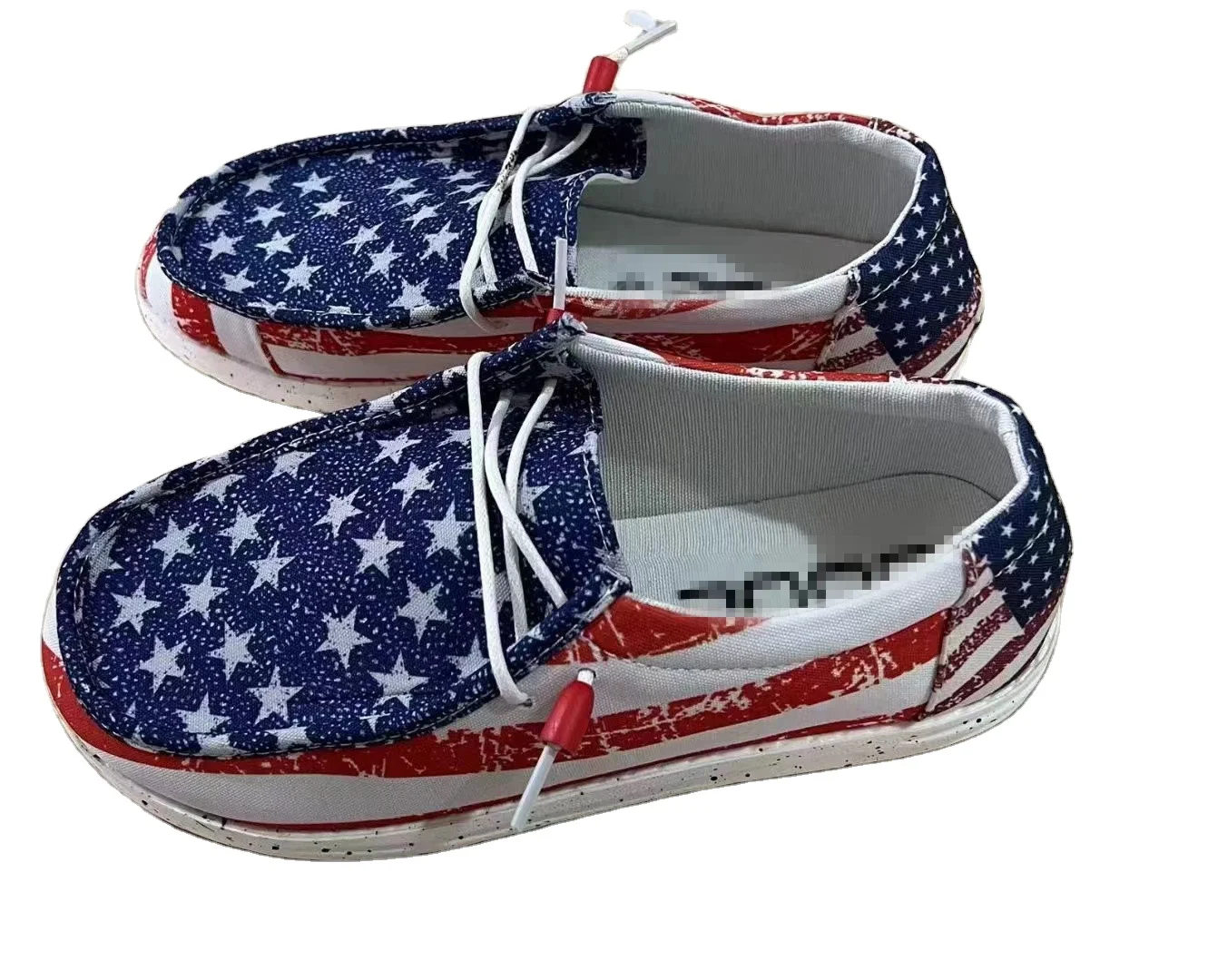 2022 Women Fashion Brand Loafers Shoes with logo Slip On Canvas Soft American Flag Leopard Shoes