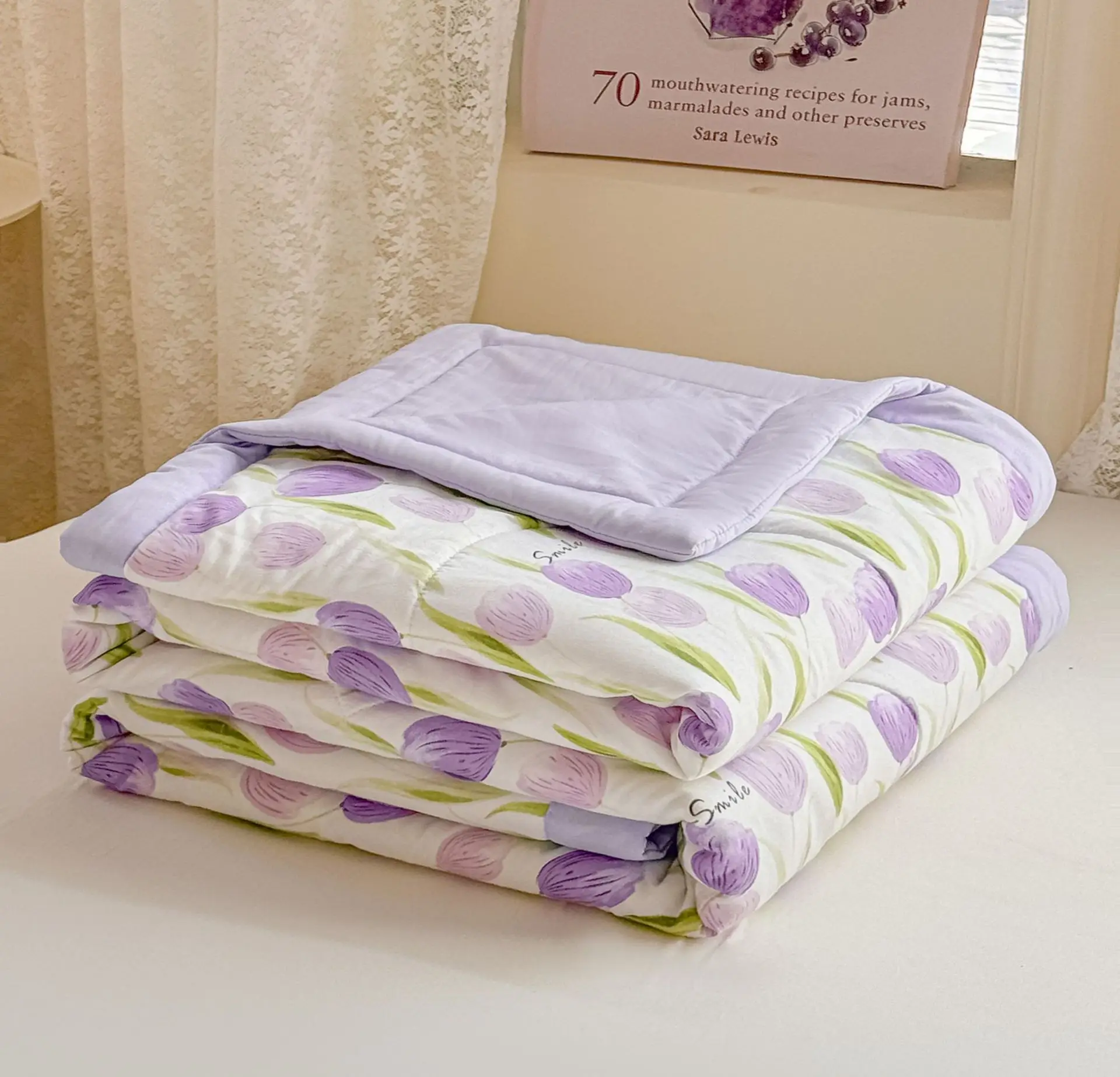 Cool Feel Thin Blanket 100% Cotton Washed Cotton Fabric Light Comforter Throw Summer Quilt