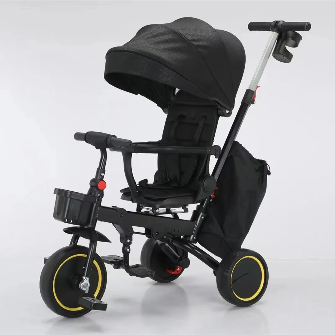 2024 hot sale baby tricycle can folding with push bar CE certificate children kids cycle baby carrier 3 wheel