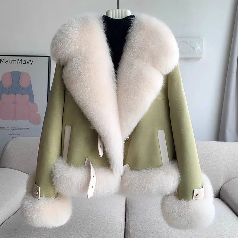 Imitation fox fur coat women short 2024 autumn and winter new warm outside to wear foreign style fur collar top