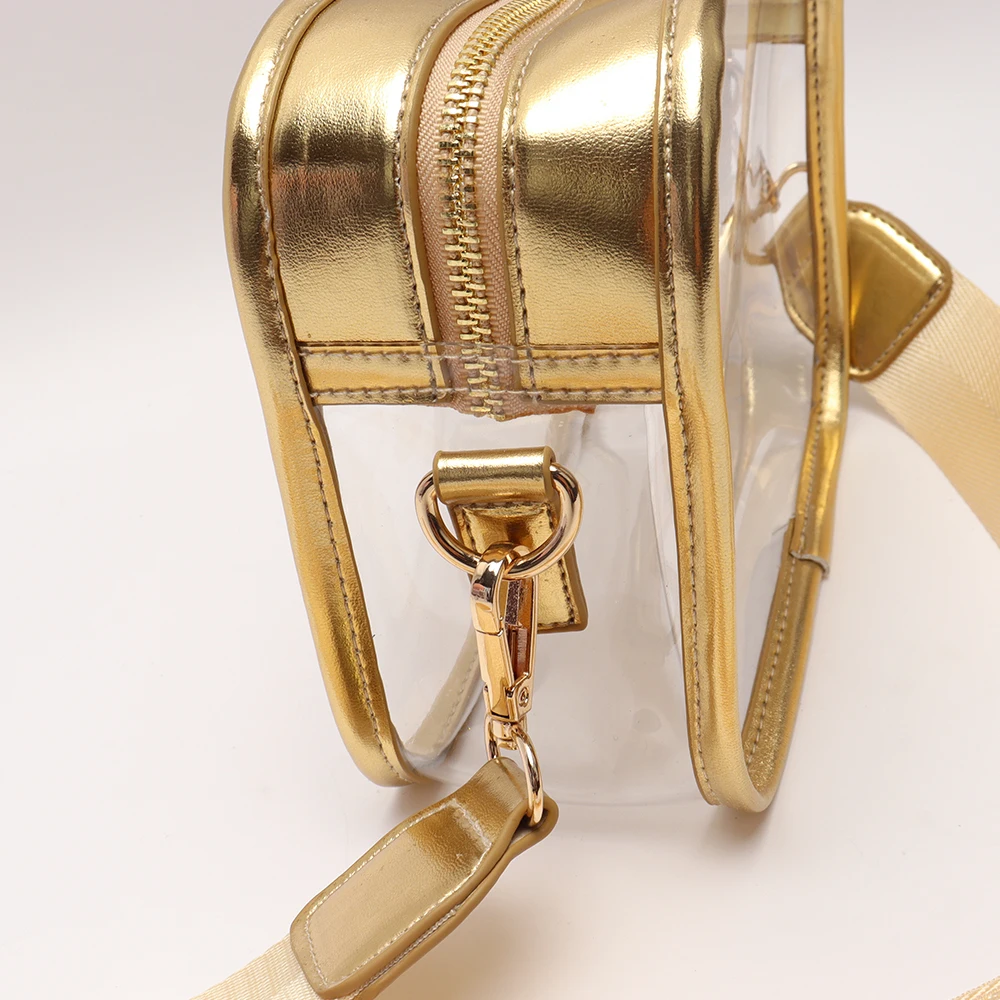 11 Color Gold Pvc Sling Bag Adjustable Strap Stadium Approved Crossbody Purse Work Sports Fanny Pack Waist Bag Clear Concert Bag