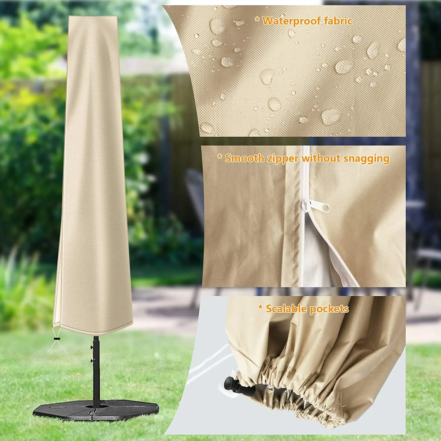 Dropshipping  420D Oxford Outdoor Umbrella Cover Durable Oxford UV Resistant Waterproof Parasol Umbrella Cover