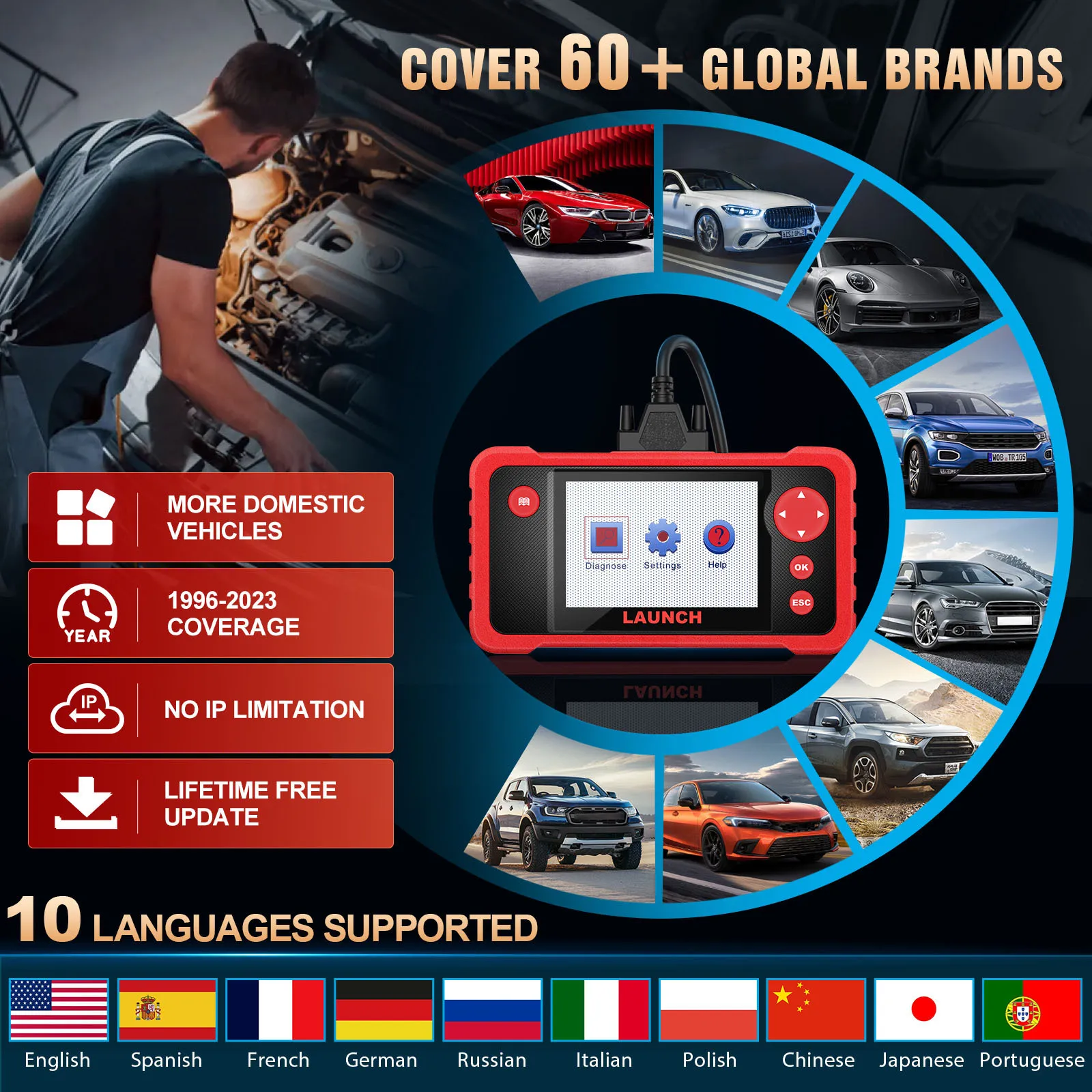 Wholesale LAUNCH CRP123 V2.0 Plus OBD2 launch diagnostic tool scanner Car diagnostic Scanner Diagnostic Tool