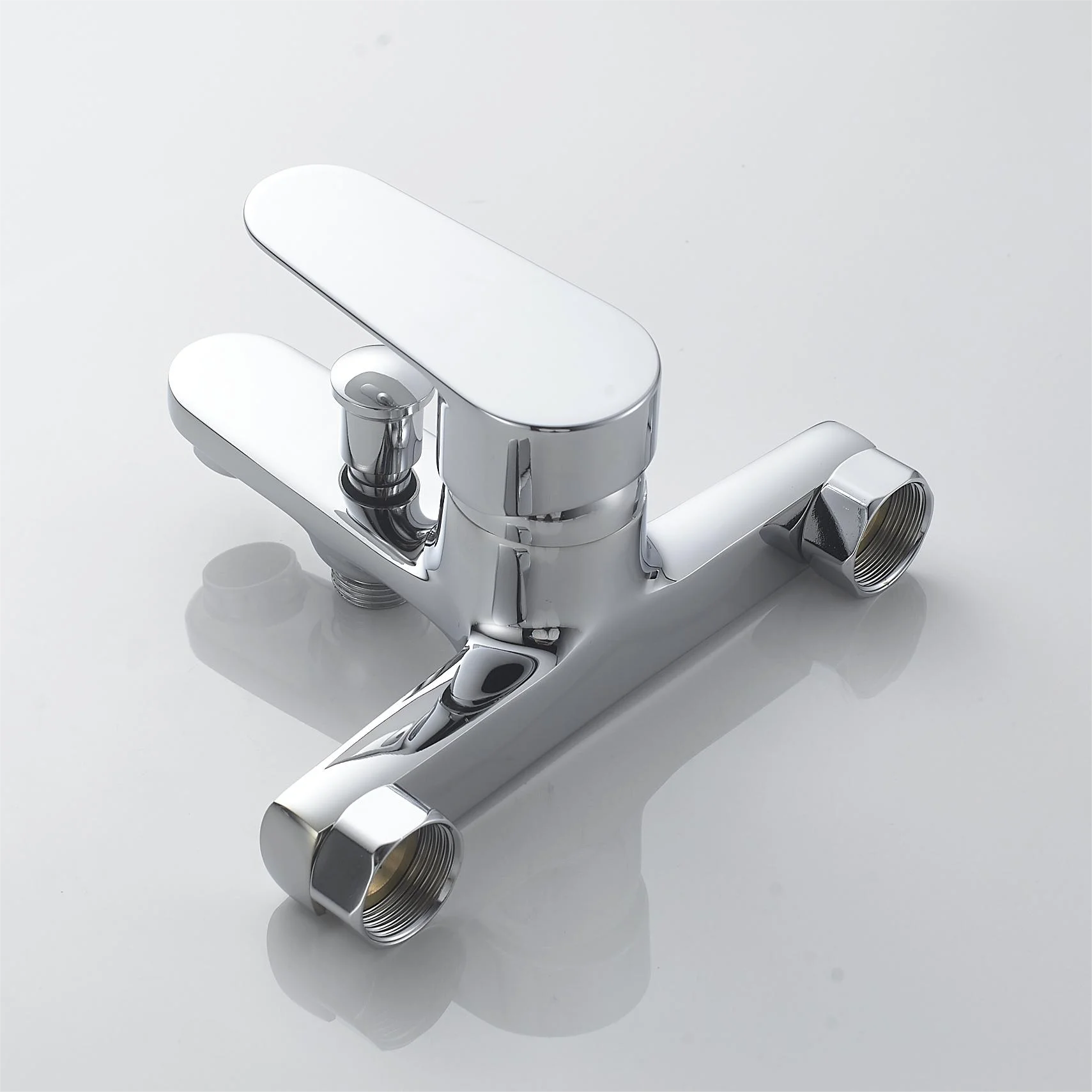 OEM Manufacturer Supply Lavatory Chrome Geometric Brass Faucet Wall Mounted Bath Sanitary Bathroom Bath&Shower Mixer