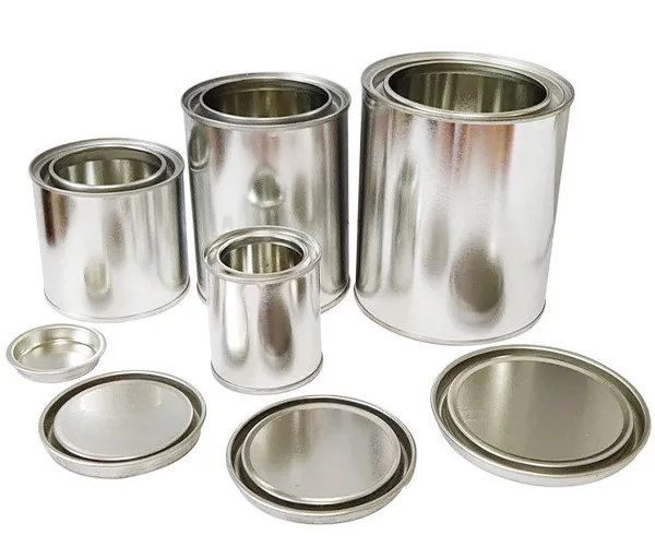 Wholesale 1L industry Paint round metal tin cans with 4 color printing chemical coating tin bucket packaging with ring