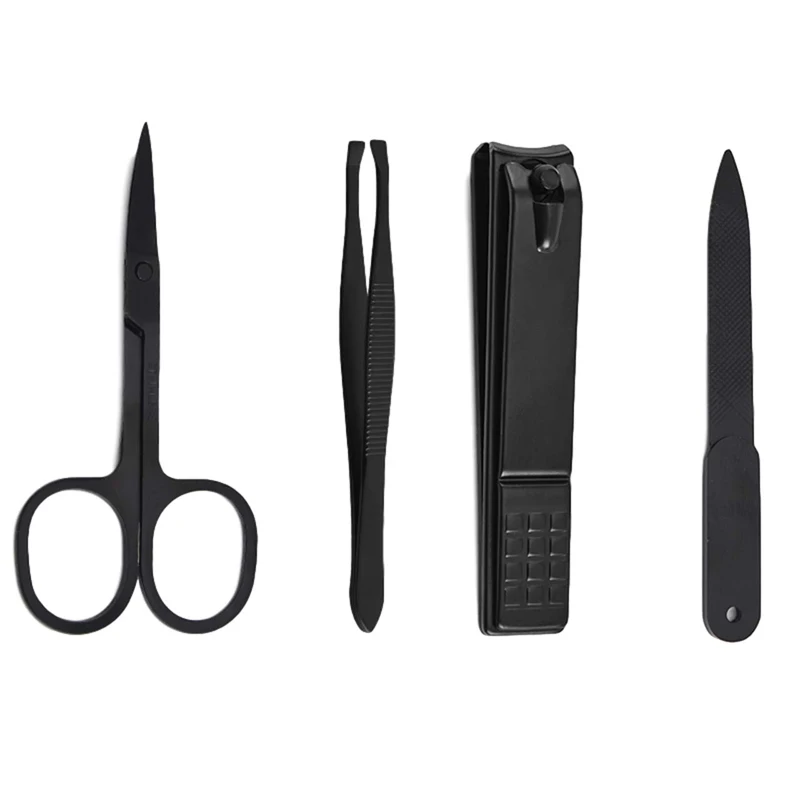 China Factory Supply Private Label Manicure Tools 4pcs Blue Manicure Set Kit For Nail Care With Portable Leather Case