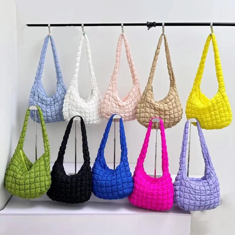 New Fashion High Quality Quilted Padded Crossbody Bag Bucket Shoulder Women Pleated Bubbles Cloud Tote Bags