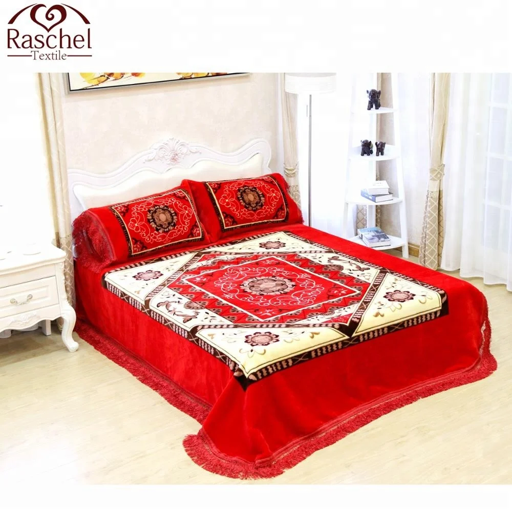 100% Poly Korean Style Double Layer queen size mink blanket