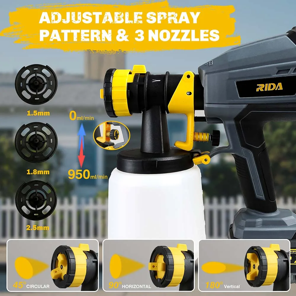 RIDA Li-ion Powered airless sprayer machine paint spray gun
