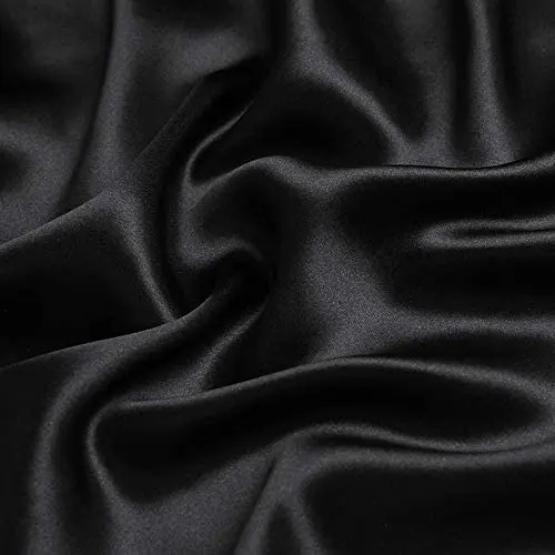 
Custom Black Yard Charmeuse Solid Satin 100 mulberrry silk fabric 22mm for pillow case 