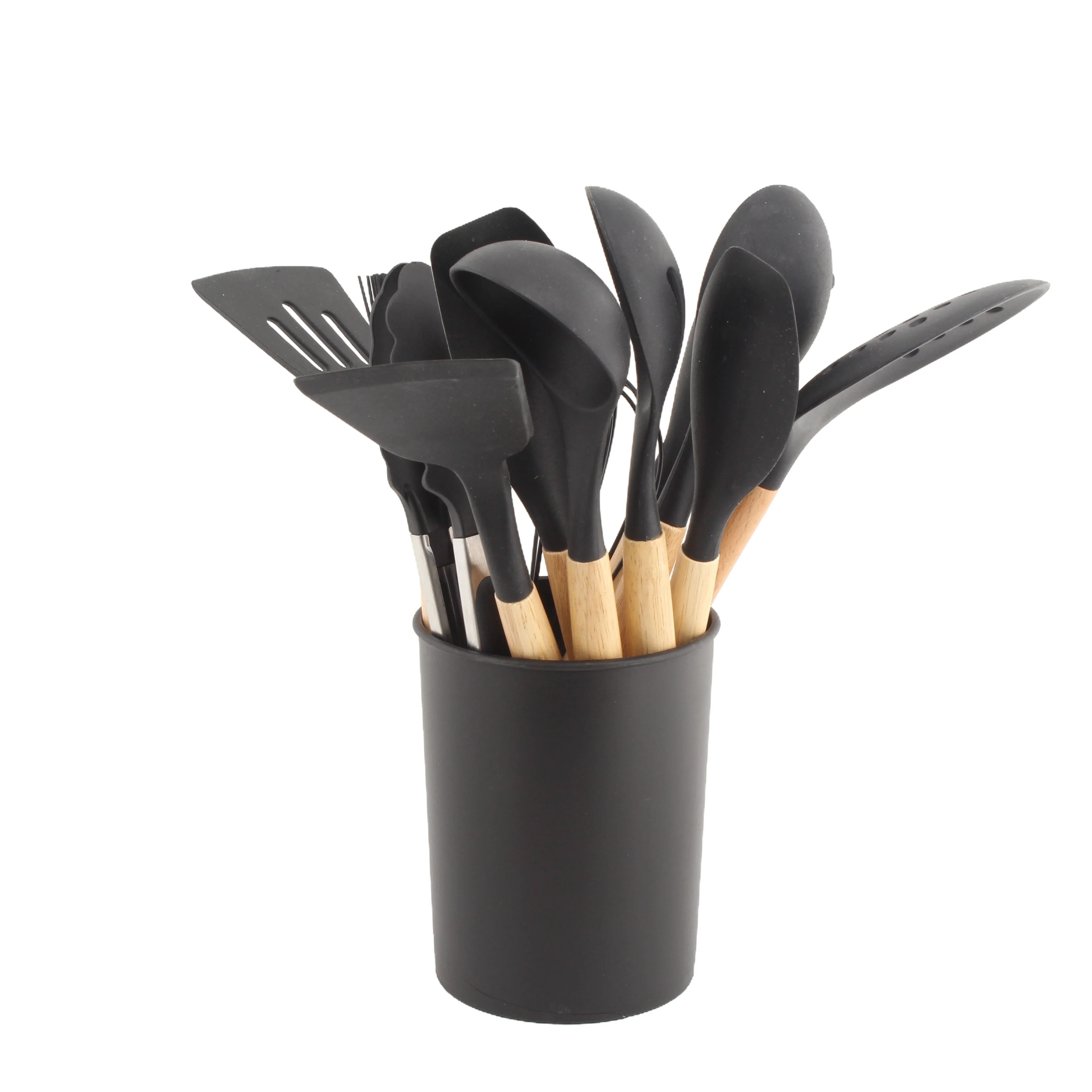 Kitchen Utensil Set 12 Piece Non-stick Cooking Silicone Kitchenware Kit Kitchen Utensils with Wooden Handle