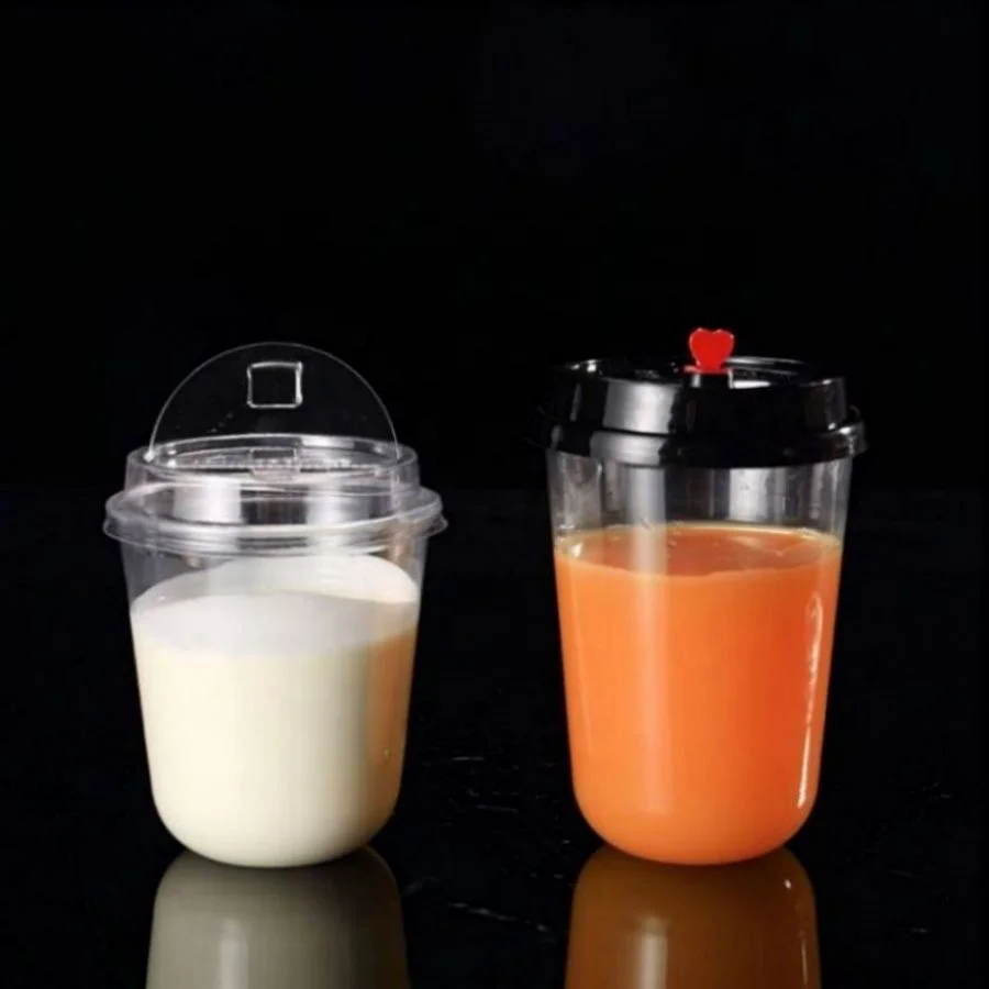 Clear Plastic Cup With Lids 16 Oz Disposable Dome Lid Cups And Straws Custom Plastic Blister PP Cup With Lid