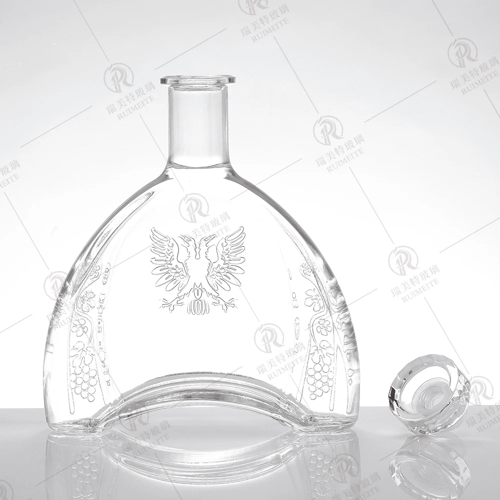 Custom Clear 500ml 750ml Wine Vodka Glass Bottle for Liquor Empty XO Whiskey Spirit Bottles with Glass Cap