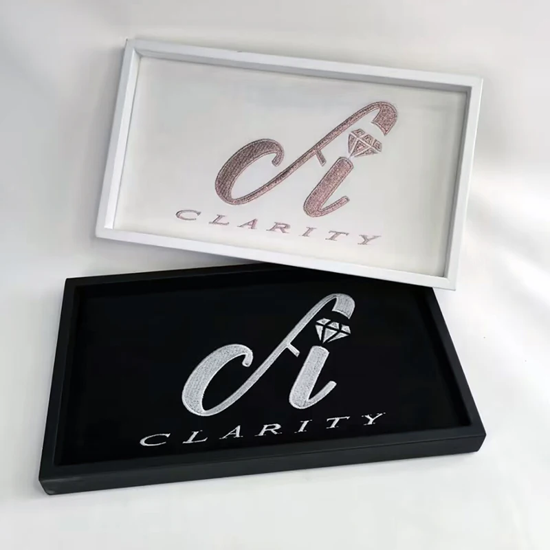 PU Leather Jewelry Tray Luxury Custom Embroidery Hot Stamp Logo Presentation Watch Jewelry Display