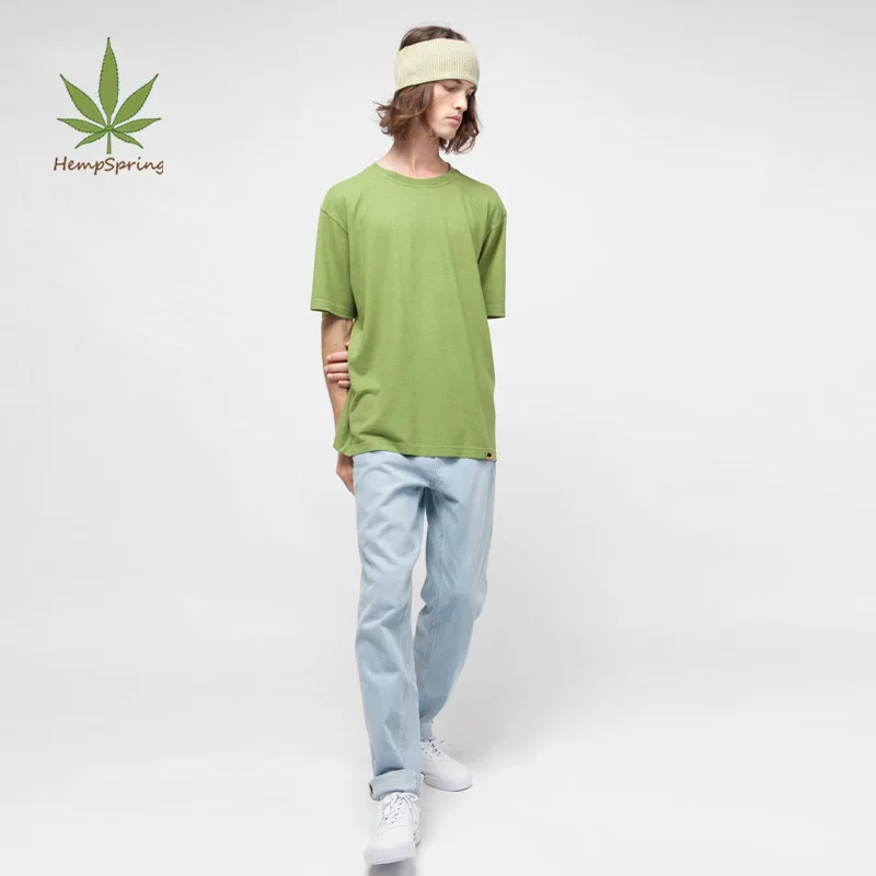 HempSpring простая футболка с круглым вырезом из конопляного органического хлопка летняя мужская коротким рукавом конопли