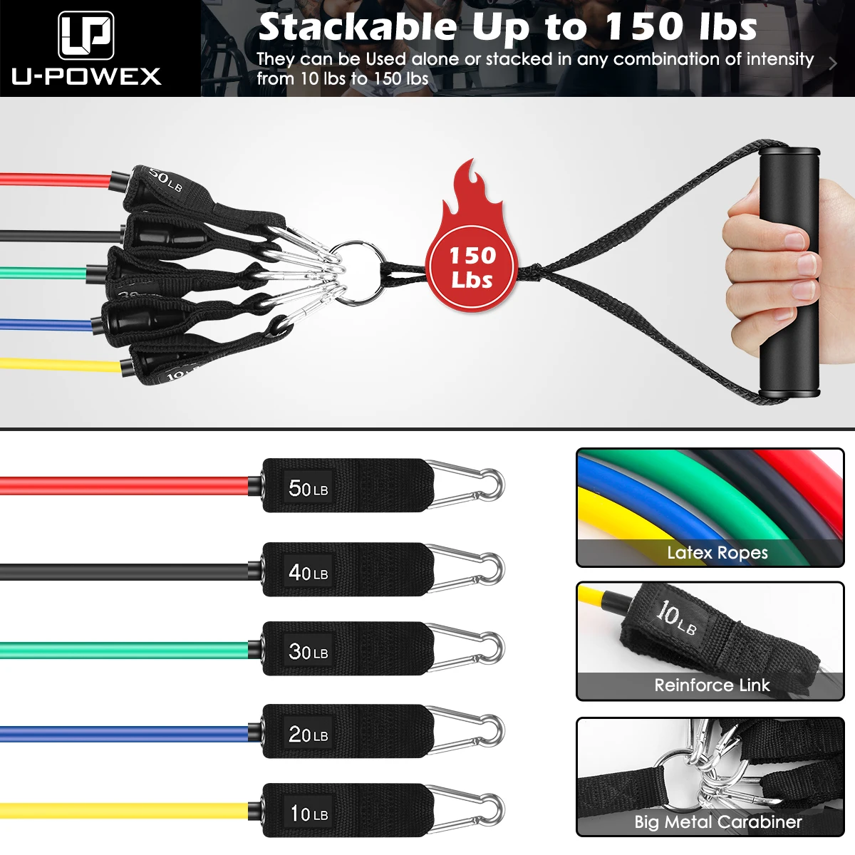 Fitness training latex home gym resistance tube band exercise set