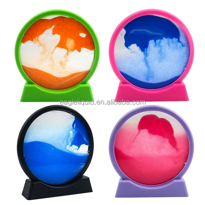 3D Moving Sand Art Frame Round Glasses Deep Sea Sandscape In Motion Display Desktop Decorations Flowing Painting Liquid Sand Art