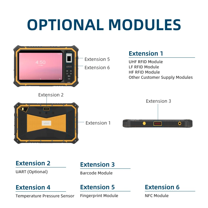 HUGEROCK T80L Dual Sim Card 2.0ghz 1000nit 18900mAh Splitter nfc Rfid Writer Portable Barcode Scanner rugged android Tablet PC