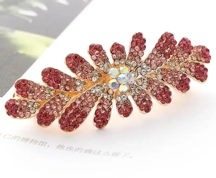 Модные стразы, листья, заколки из цинкового сплава, позолоченные заколки, аксессуары для волос, Оптовая продажа FJ03A