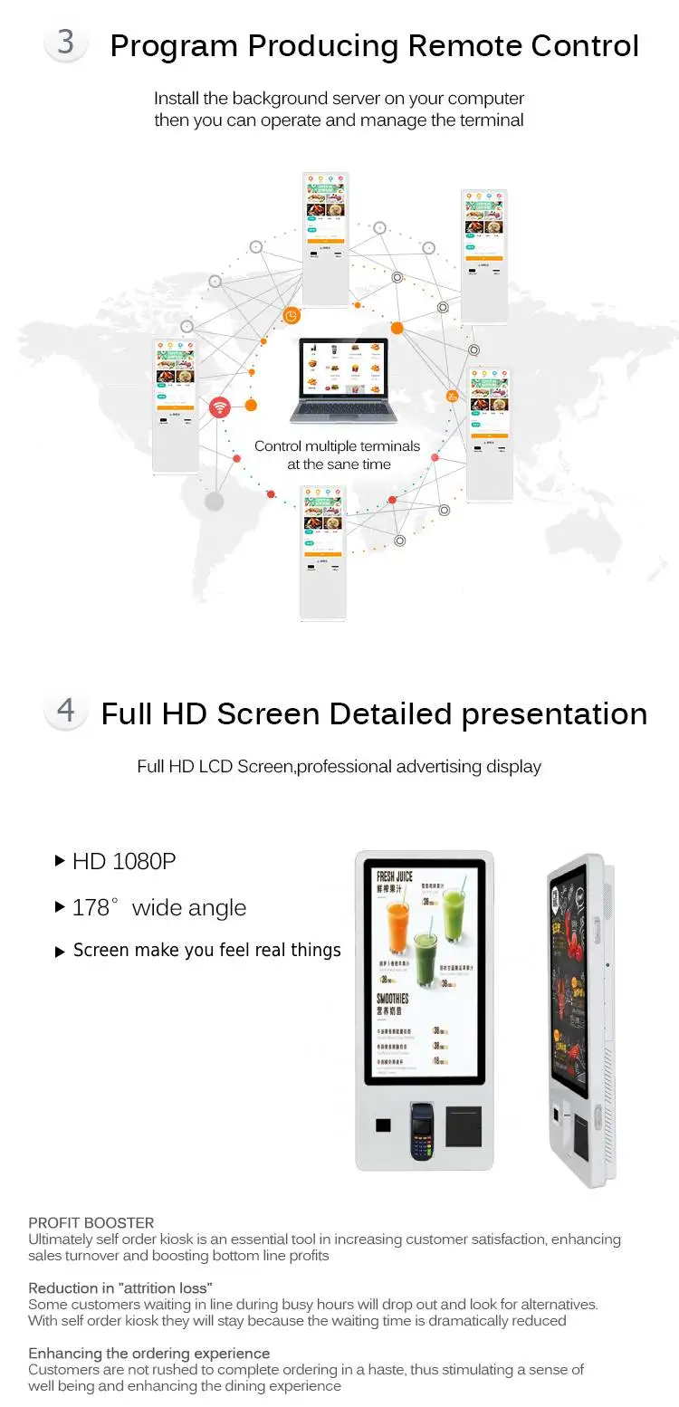 Self payment Kiosk Automatic Ordering Machine self service checkout self service payment machine queue ticketing system