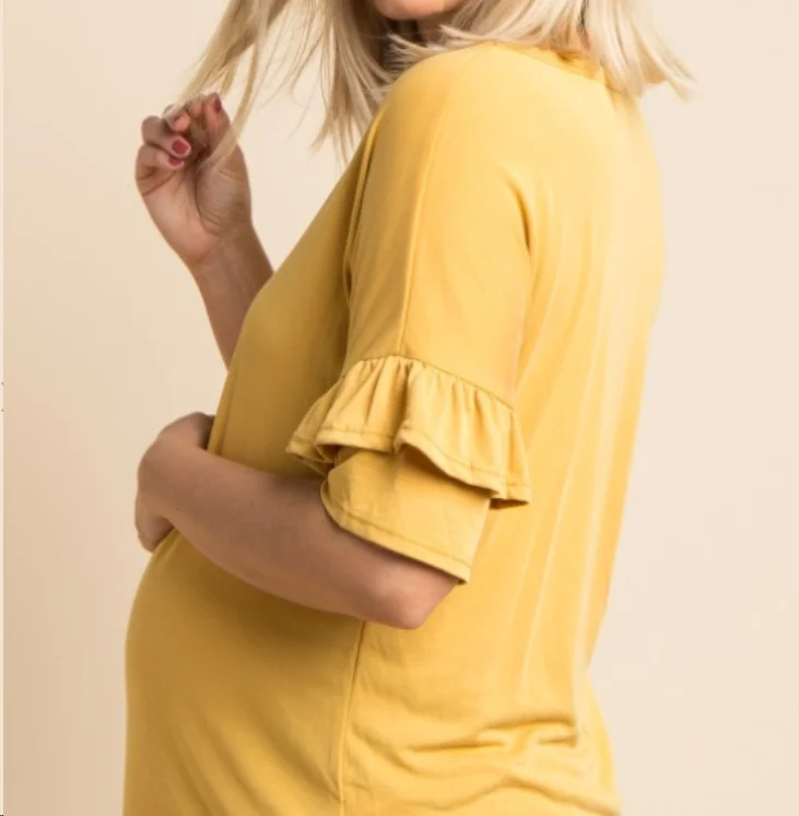 Топ для грудного вскармливания с рюшами на рукавах Одежда для беременных топы для беременных женские топы