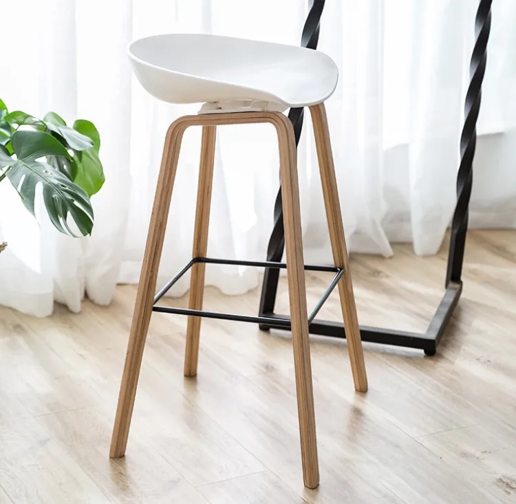 Manufacturer supply durable wood and pp bar chair with footrest