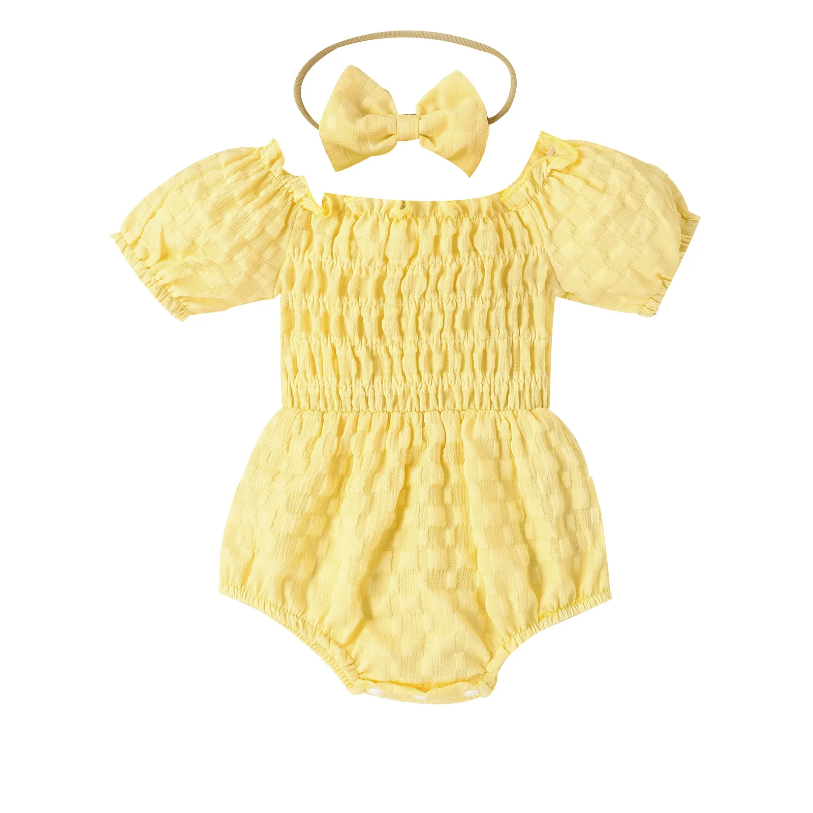 Puff Sleeve Plaid Baby Toddler Jumpsuit  Smocked Girls Dress Smocked Kids Dresses Girls Kids Clothing Designers