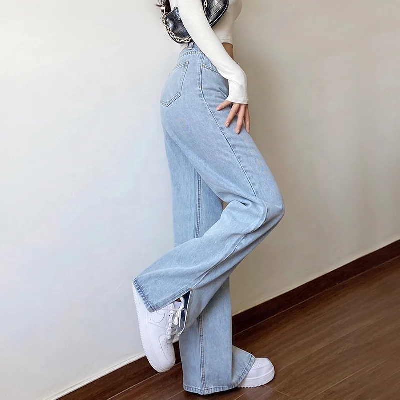 NVFelix Multi-color Baggy Fit Denim Pants Slit Wide Leg Jean Trousers Fashion Loose Split Jeans Boyfriend For Woman