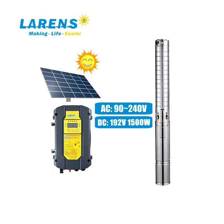 LARENS AC/DC AC DC Hybrid Solar Submersible Water Pump