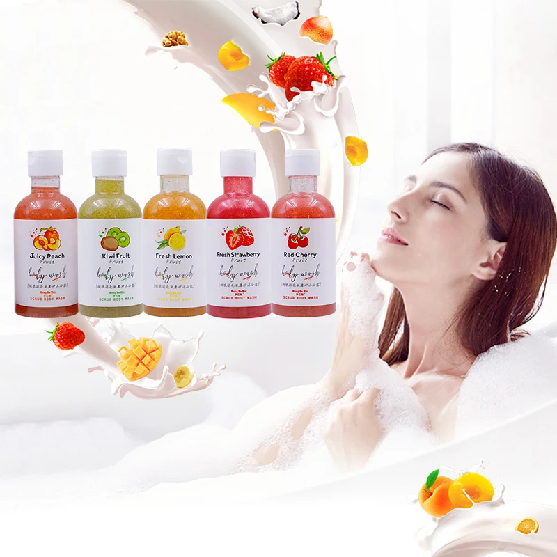 Оптовая продажа, частная торговая марка, скраб для тела, различные фрукты, Ниацинамид, Осветляющий скраб, гель для душа, гель для мытья тела