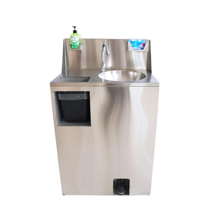 Stainless steel hand washing basin with pedal pump