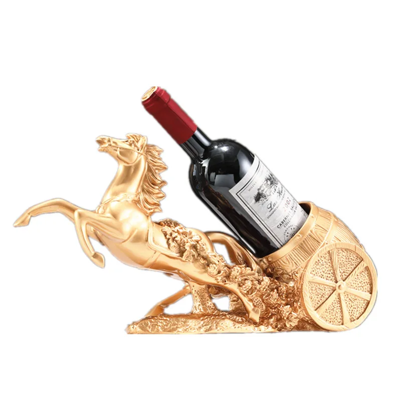 New Chinese horse wine rack decoration light luxury high-end porch side cabinet housewarming new home wine cabinet decoration