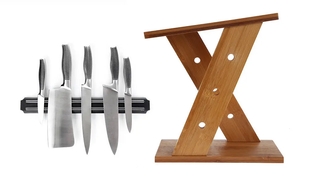 Kitchen Natural Wooden Bamboo Knife Holder With Storage Interior Design stylish Stand