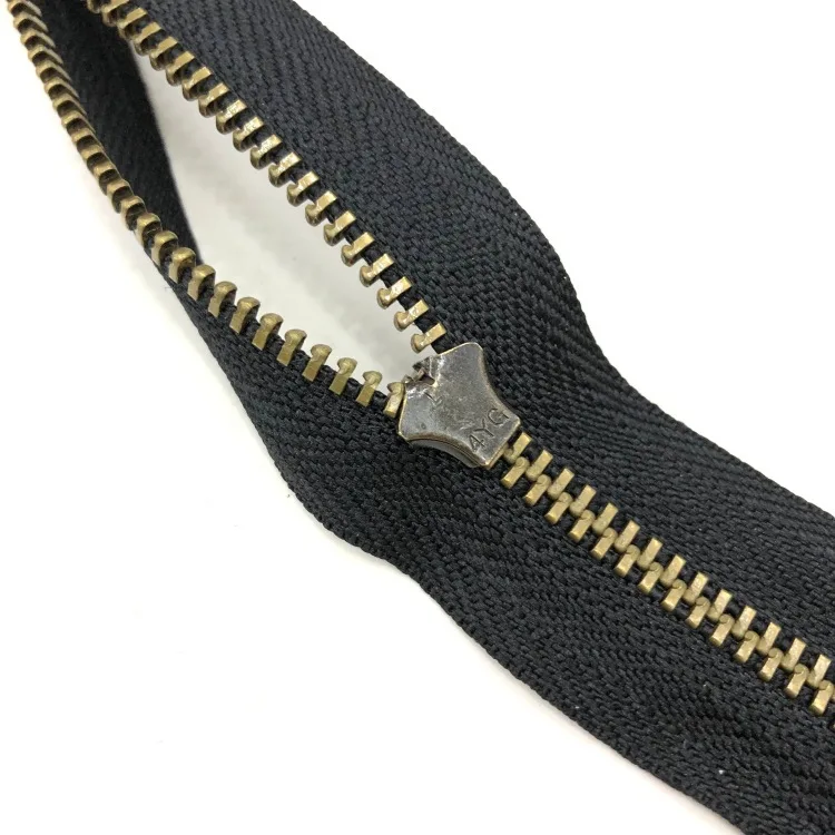 Custom metal zipper off white deep royal blue black tan light gold open end zipper