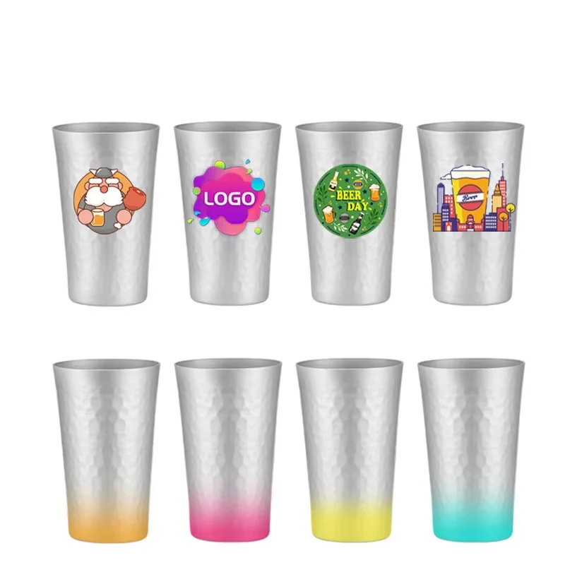 heat sensitive color changing Aluminum water bottle aluminum mug Custom Christmas Print Reusable Aluminum Oxide Cold Drink Mugs