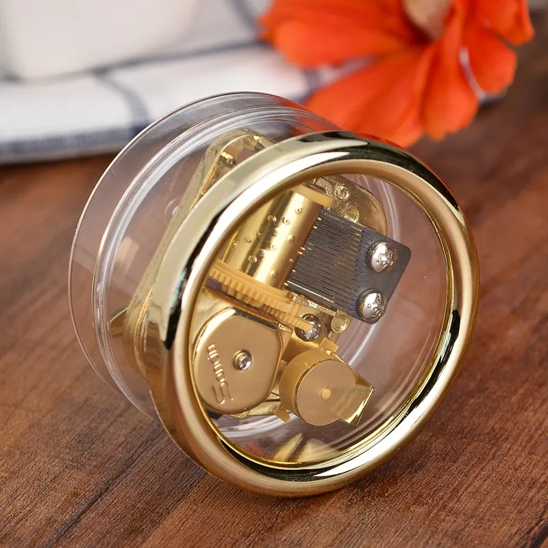 custom acrylic  round shape Music Box with 18-note musical movement